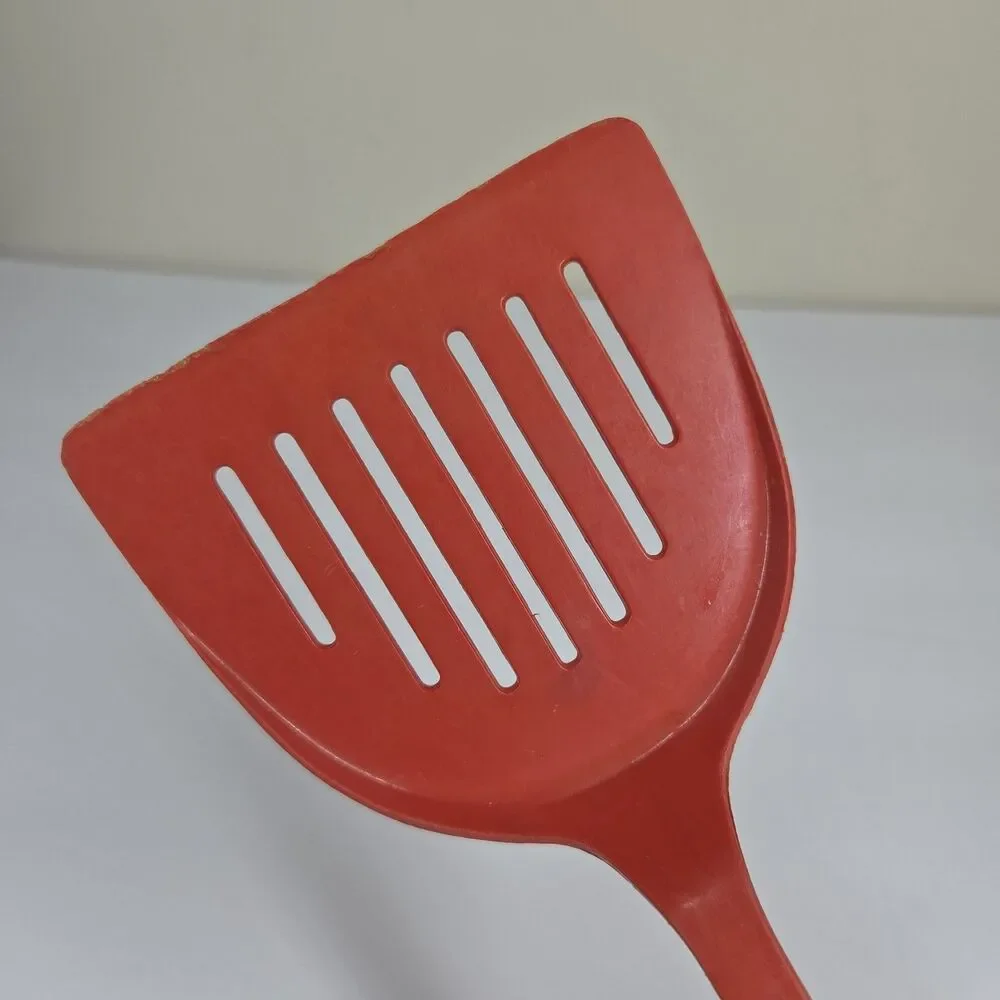 Vtg EKCO Red Slotted Spatula Turner Flipper Plastic Nylon USA Retro